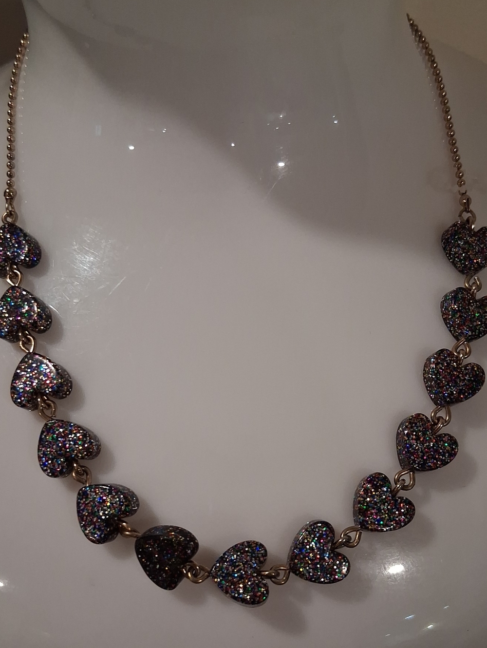 Multicolor Glitter Heart Statement Necklace Crew Cuts